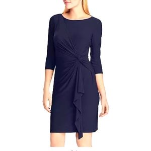 EUC Chaps Navy dress size medium boat neck 3/4 sleeves above the knee length